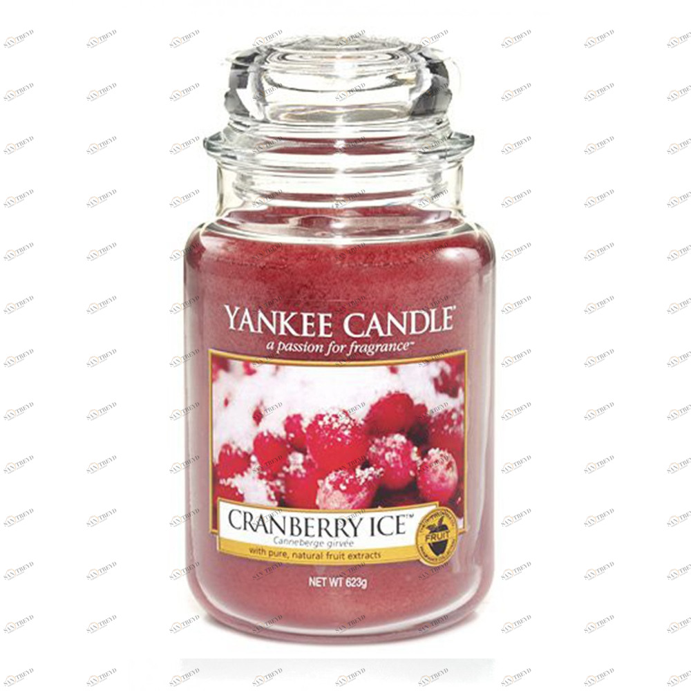 Свеча большая в стеклянной банке "Клюквенный лед" 623гр. 110-150ч. YANKEE CANDLE  267825 Красный 