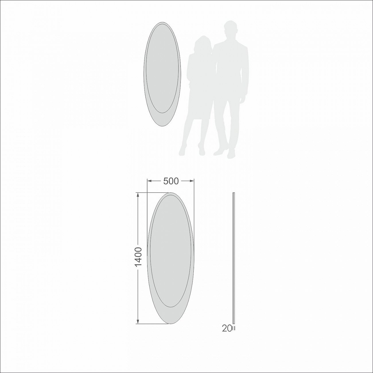Зеркало овальное черное асимметричное "Джой" GRAUM ДИЗАЙНЕРСКИЕ 304132 Черный  - Вид №1
