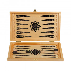 1341 Игра настольная Нарды "Дамские" светлые. 39х23см. Двухсторонний орнамент. Ладья