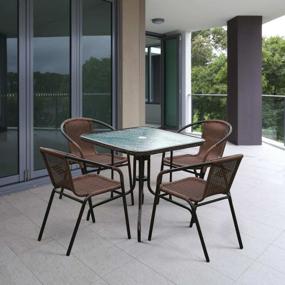 TLH-037AR3/080SR-80х80 Cappuccino 4Pcs Комплект мебели Николь-2A TLH-037AR3/080SR-80х80 Cappuccino (4+1) Afina 