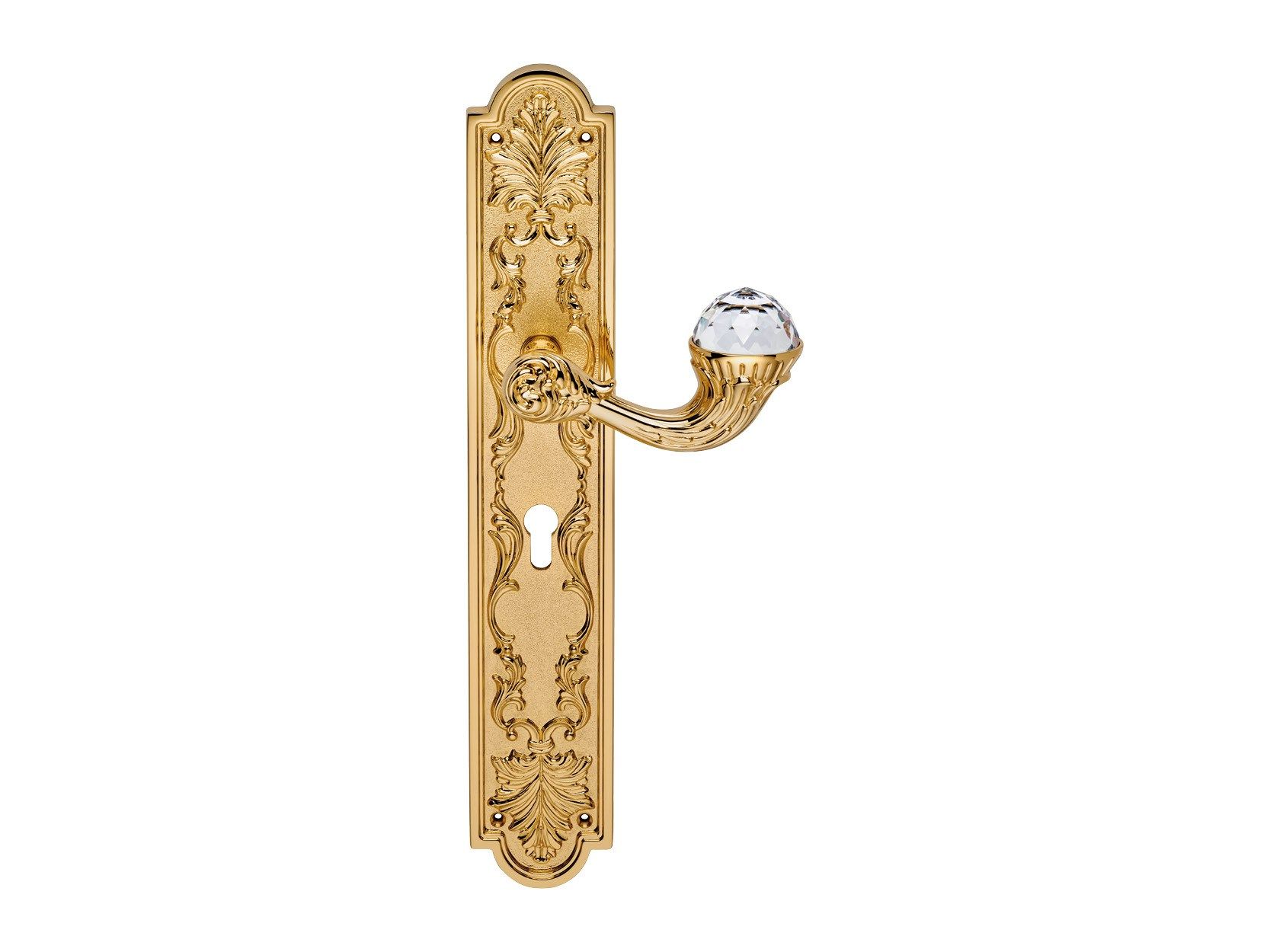 Латунная ручка в стиле Людовика XIV с кристаллами Swarovski® на пластине LINEA CALI' Brilliant Crystal ARCH-00010395