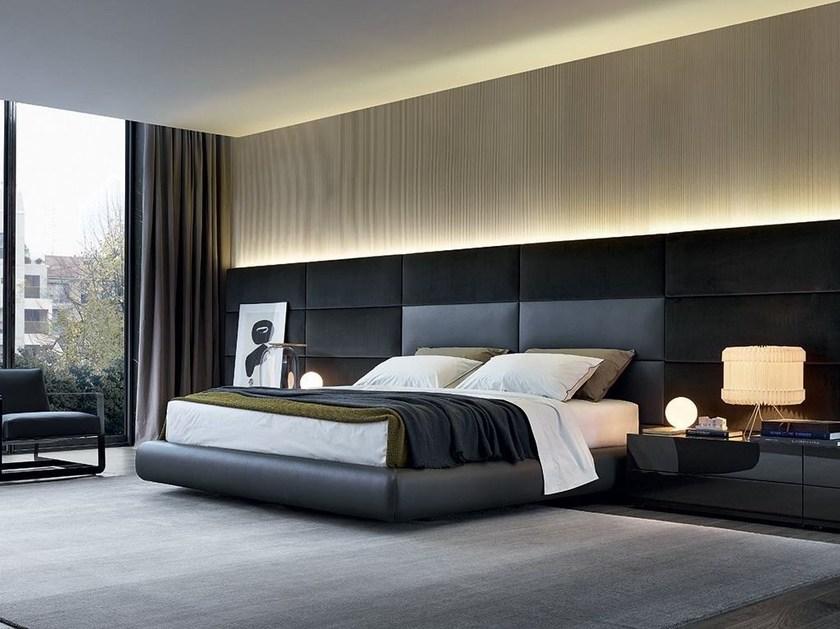 Poliform Двуспальная кровать из кожи с обитым изголовьем Dream sun-id-1426783 - Вид №2