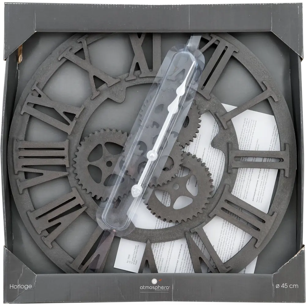 Часы настенные круглые 45 см чёрные Atmosphera Retro STLM-2094110 - Вид №3