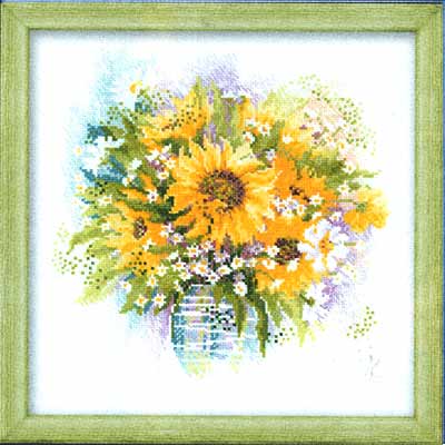 100/007 Набор для вышивания Акварельные подсолнухи 30 х 30 см RIOLIS Premium