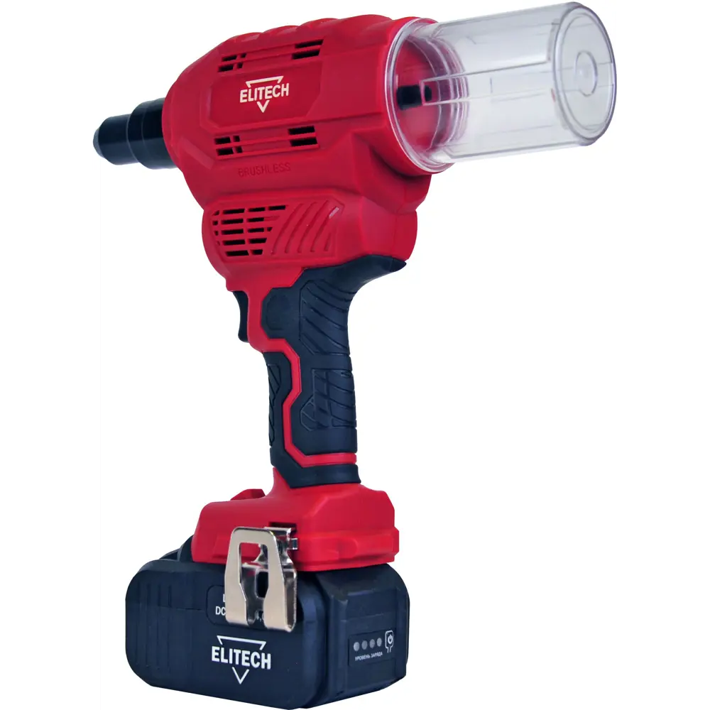 Пистолет заклепочный аккумуляторный Elitech ПЗА18БЛ E2208.004.01, 18 В Li-Ion 4 Ач STLM-2141668 - Вид №3