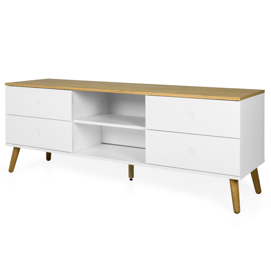 Тумба под ТВ Tenzo Dot, 60х162х43 см, дуб, белая 1664454 - Вид №2