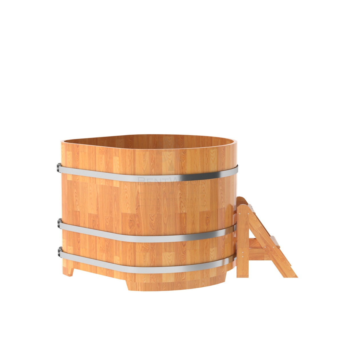 1573 Купель угловая из сращенных ламелей лиственницы 1,19х1,19х1,0 натуральные Alyarus  - Вид №3