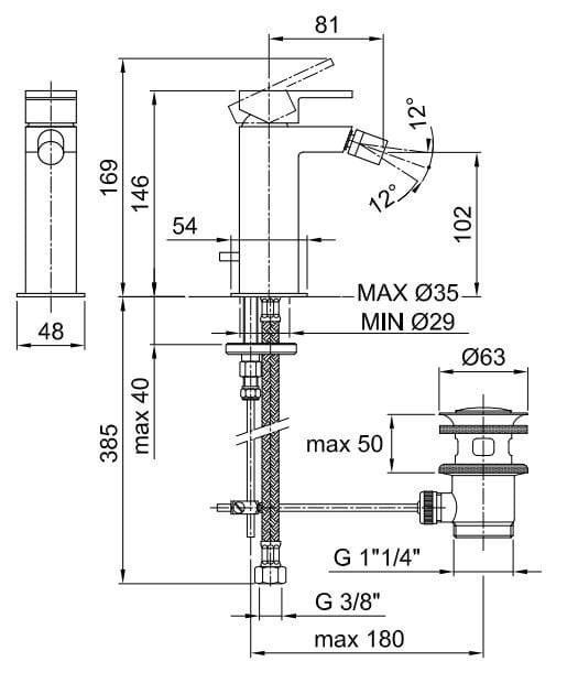 Смеситель для биде с одним отверстием Fantini Rubinetti море ARCH-00000440 - Вид №1