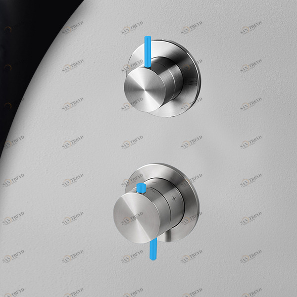 Термостат для душа матовая сталь с синей ручкой Toki Radomonte TER52SCIL16