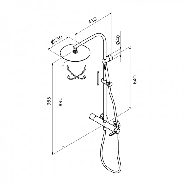 74499742 PREMIUM Черный смеситель для душа с колонкой Черный GRB MIXERS AXIS - Вид №1