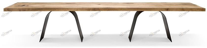 AMURA Стол с деревянной столешницей и металлическим основанием Desco Am039.des3
