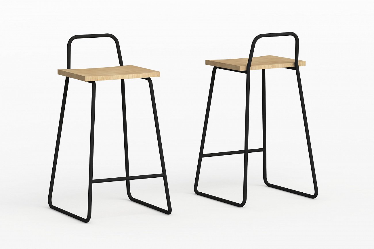 Барный стул с деревянным сиденьем бордовый Bauhaus WOODI  00-3966244 Красный  - Вид №1