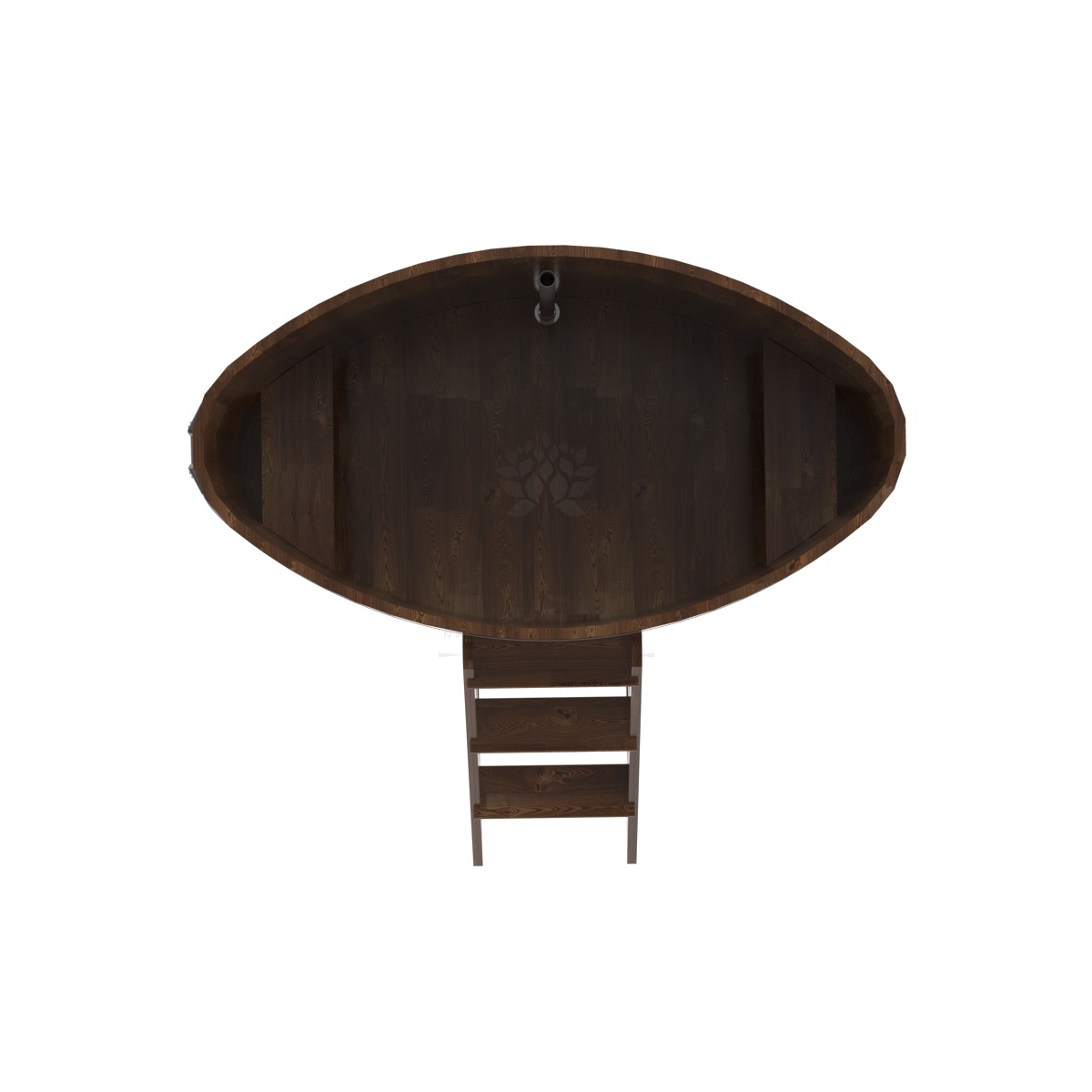 1515 Купель овальная из сращенных ламелей лиственницы 0,92х1,66х1,2 морёная Alyarus  - Вид №4