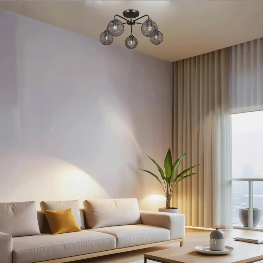 Люстра потолочная Эйр РС21386 5 ламп 15 м² цвет черный РОССВЕТ STLM-2178459 - Вид №9