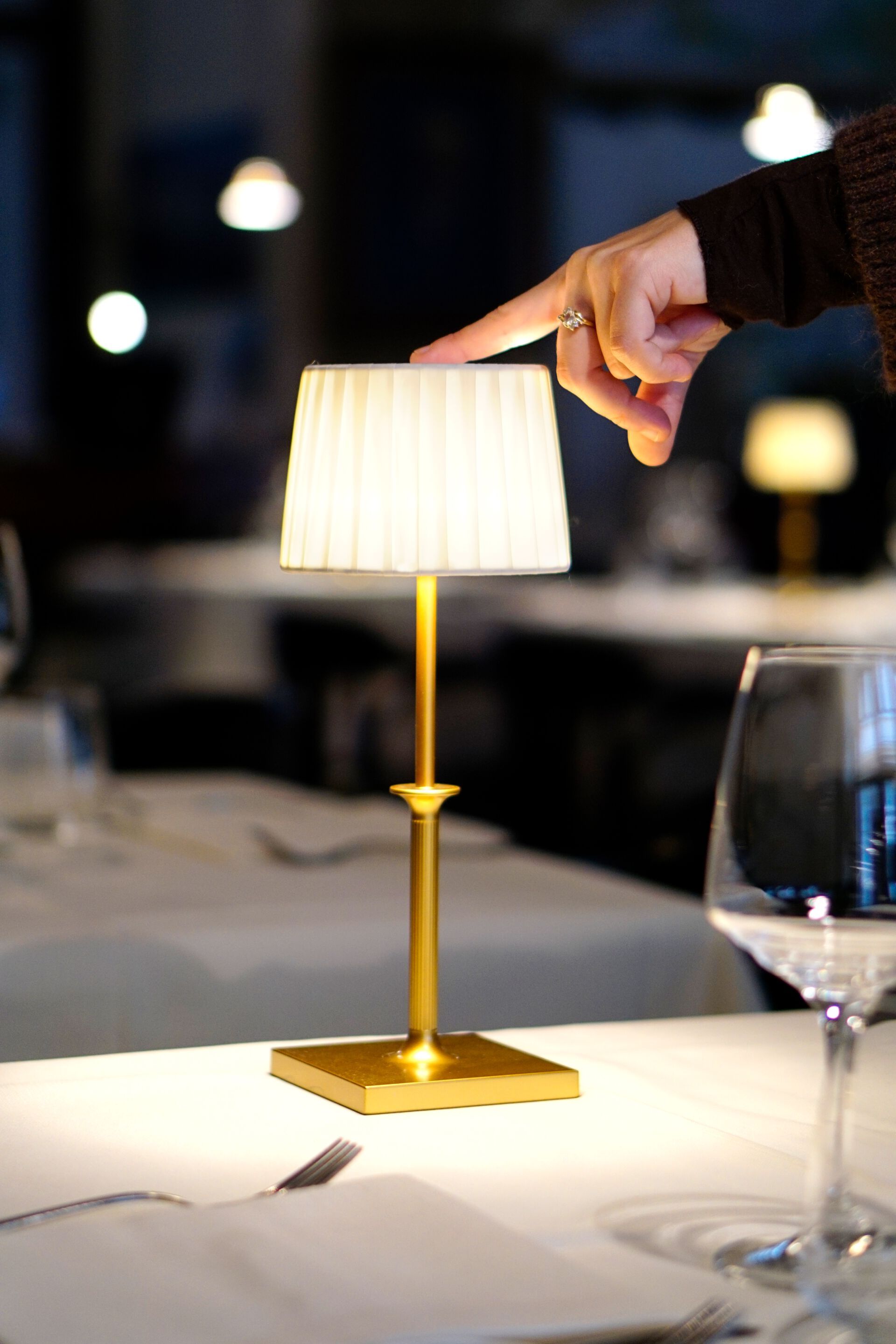 Алюминиевая и тканевая аккумуляторная настольная лампа Zafferano Poldina ARCH-00009267 - Вид №2