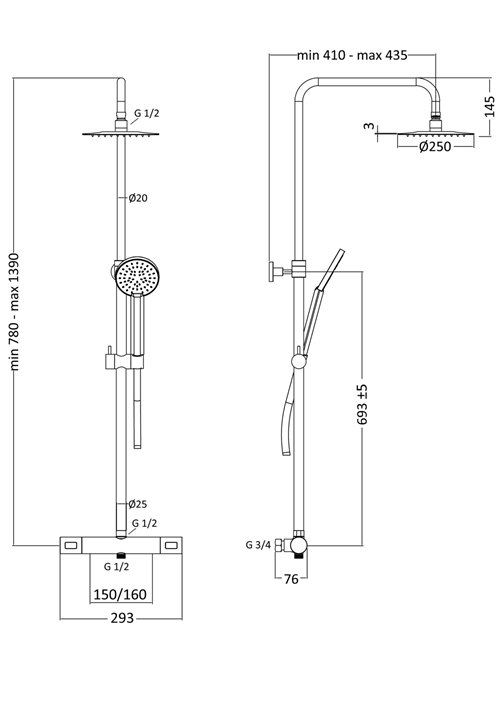 1381823 Крыша Душ Mix Slim Round 160Cc Черный Мат С ... Hafa  Черный  - Вид №2