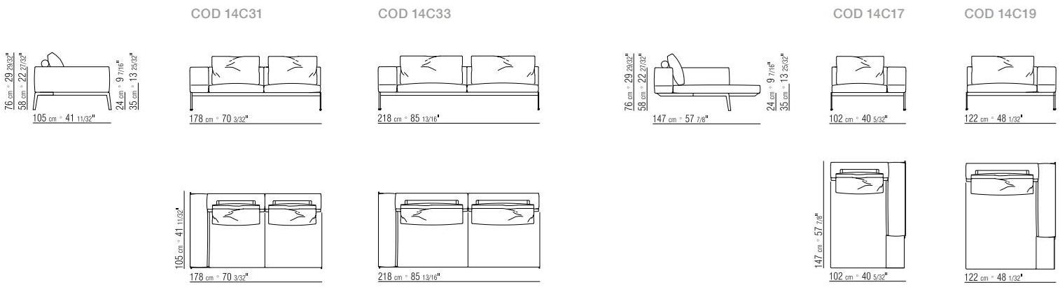 Flexform 3-х местный модульный кожаный диван Lifesteel sun-id-1484301 - Вид №3