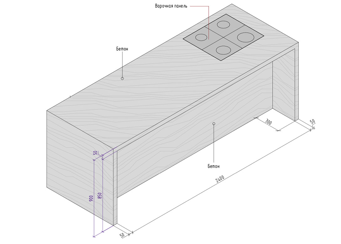 Бетонный остров для кухни BET-ON BetOn sun-id-3257517 - Вид №11