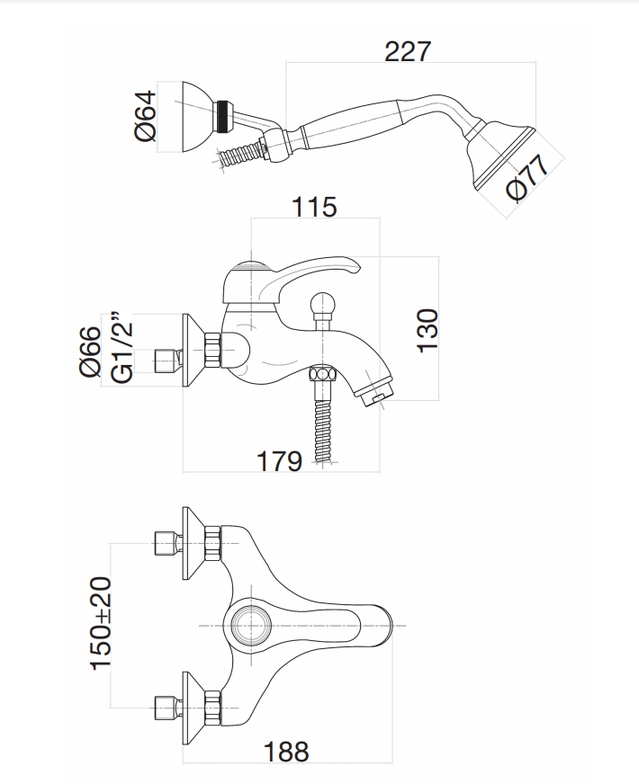 47OO5104 Смеситель для ванны , золото Fiore JAFAR  - Вид №2