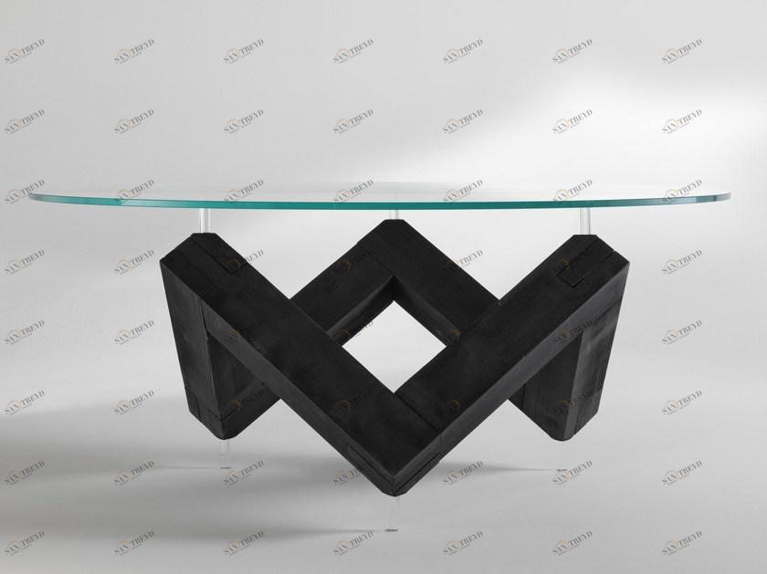 ALBEDO Круглый стол из дерева и стекла sun-id-1492839