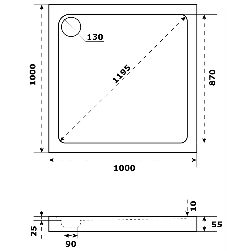 Душевой поддон SENSEA Slim квадратный 100×100 см для встраивания в пол 82677812 STLM-0033830 - Вид №2