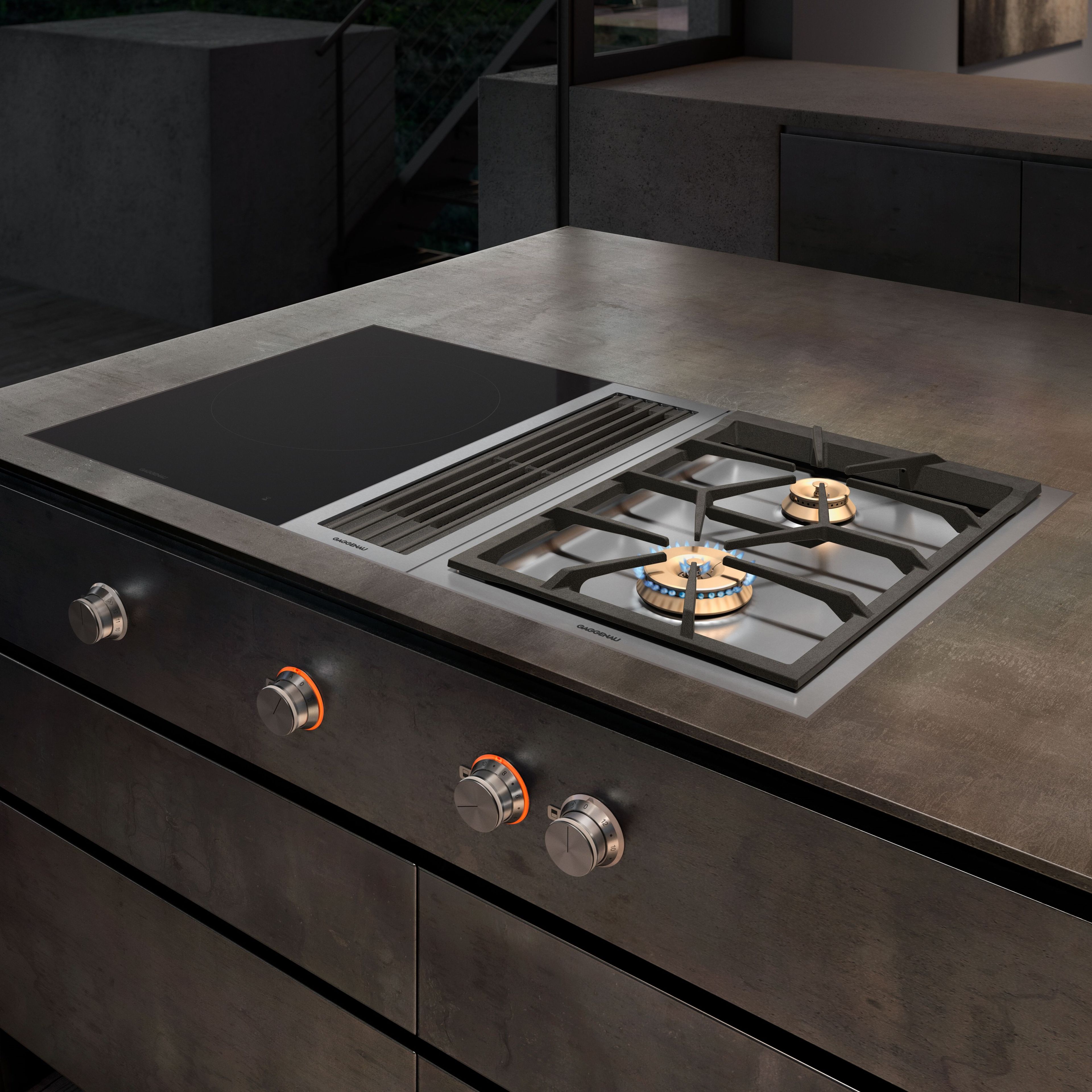 Индукционная плита с проволочной столешницей из стеклокерамики GAGGENAU Vario 400 ARCH-00100474