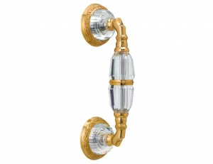 0N6204.000.12 Ручка дверная на розетках с кристаллами сваровски эксклюзив Золото 24К с черной патиной