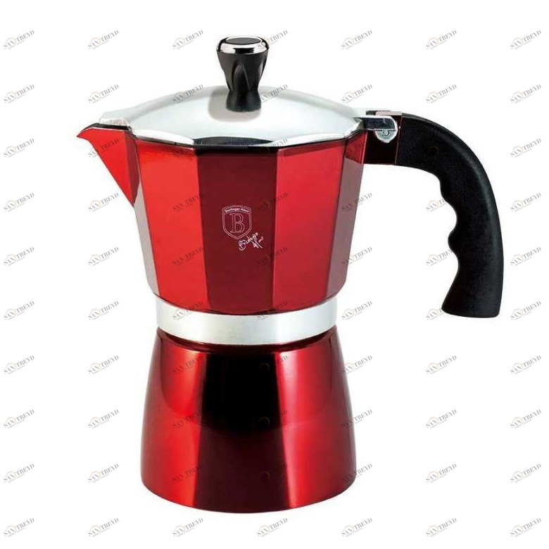 Кофеварка гейзерная алюминиевая 16 см красная Metallic Line Burgundy ОГОГО ОБСТАНОВОЧКА ZZZ 00-3877826 Красный 