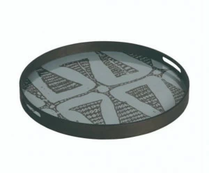 Ethnicraft Круглый поднос из дерева и стекла Wabi sabi 20458