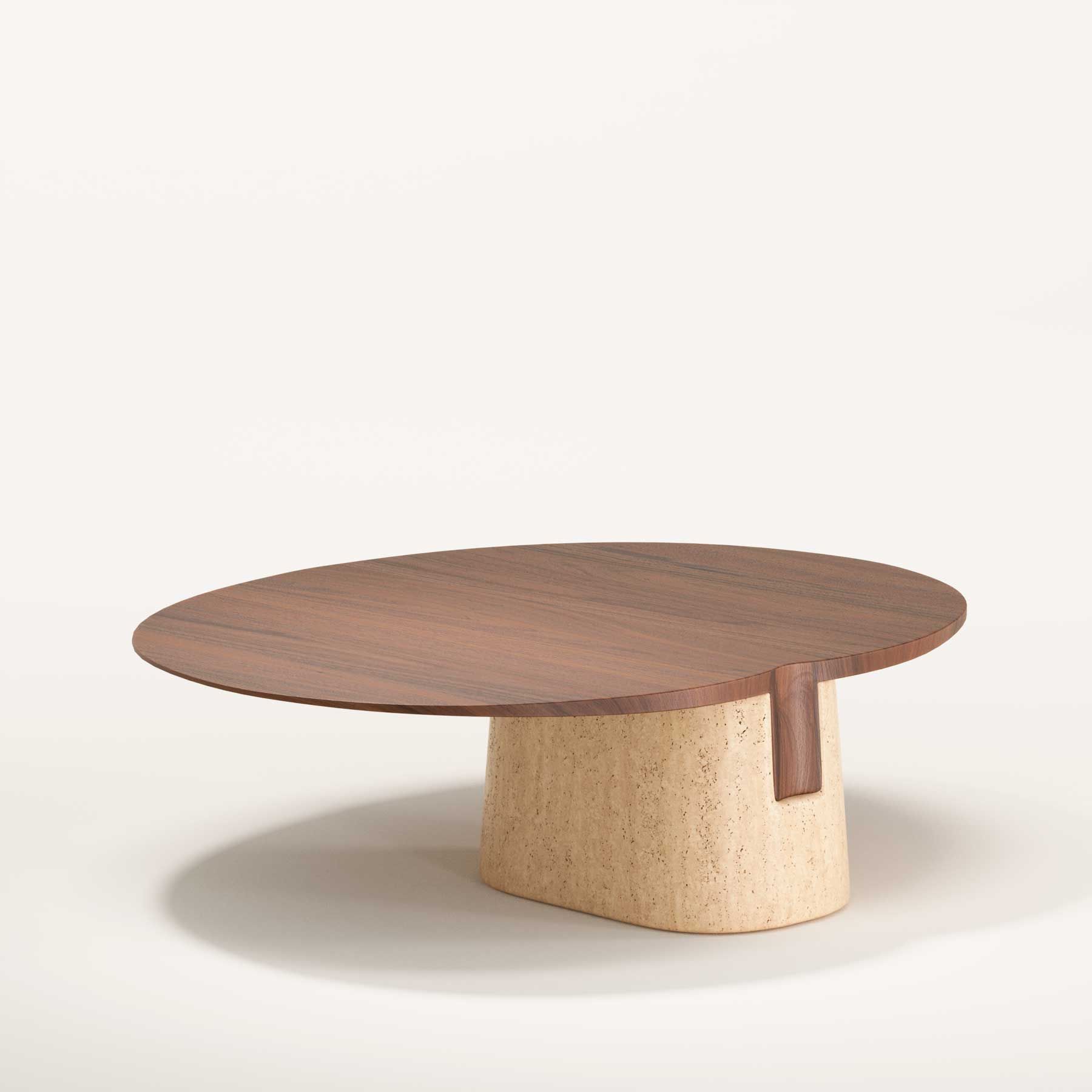 Низкий овальный журнальный столик из дерева и травертина Wewood Anchor ARCH-00091097 - Вид №9