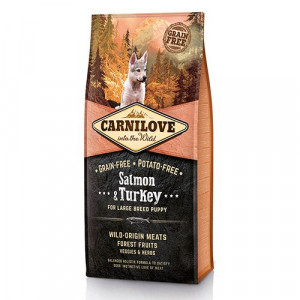 ПР0039870 Корм для щенков Carnilove беззерновой для крупных пород, лосось,индейка сух. 12кг Brit