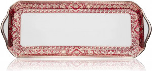 10571311 Haviland Блюдо прямоугольное 39см "Матиньон" (вишневый, платиновый декор) Фарфор, Керамика