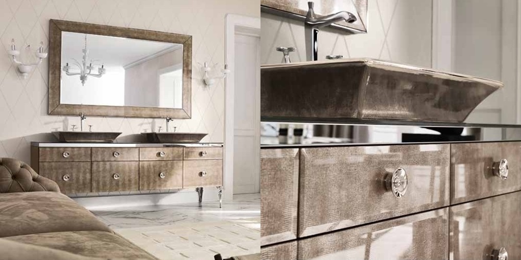 Комбинация ванной комнаты M02 в отделке Alligator gold MILLDUE MAJESTIC MAJESTIC02 - Вид №2