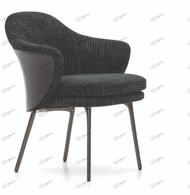 Minotti Кресло из ткани и кожи с подлокотниками Angie sun-id-1345071