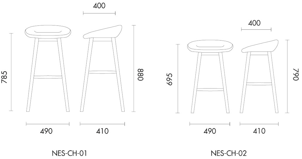 Grado Design Барный стул из ткани с подставкой для ног  Nes-ch-01/nes-ch-02  - Вид №8