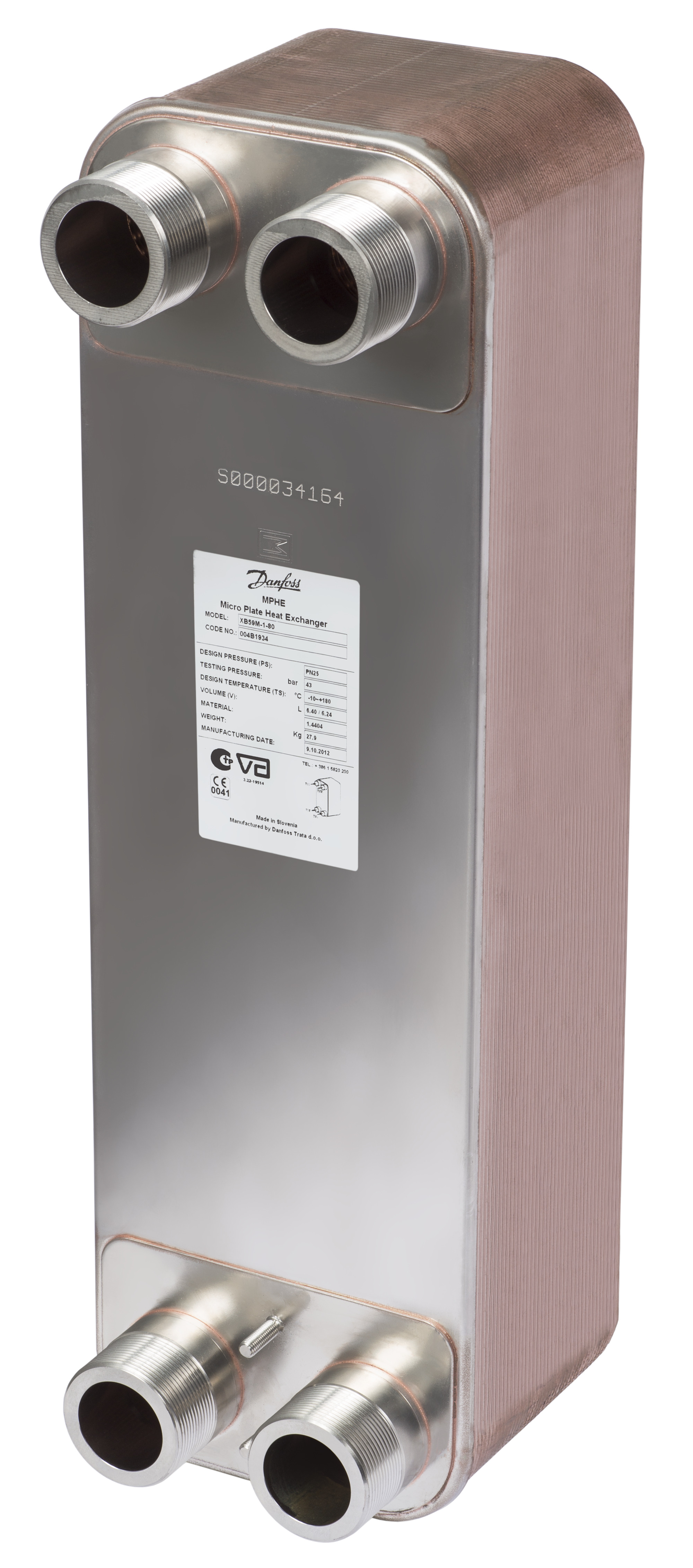 Danfoss Паяный пластинчатый теплообменник серии XB59M XB 59M-1-60 Паяный ТО 004B1932  - Вид №31