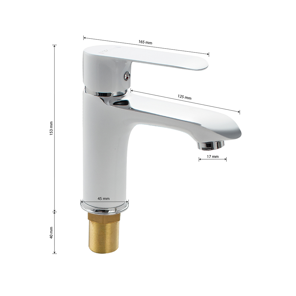 GFmark - Смеситель на раковину, шаровый, комбинированный, с белой эмалью, код: 5230  - Вид №3