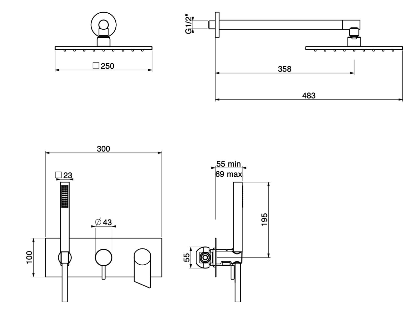 Смеситель для душа с душем GATTONI Puff ARCH-00151333 - Вид №2
