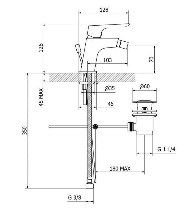 Смеситель на биде однорычажный Cezares FLORIAN-BSM1-01-W0 - Вид №1