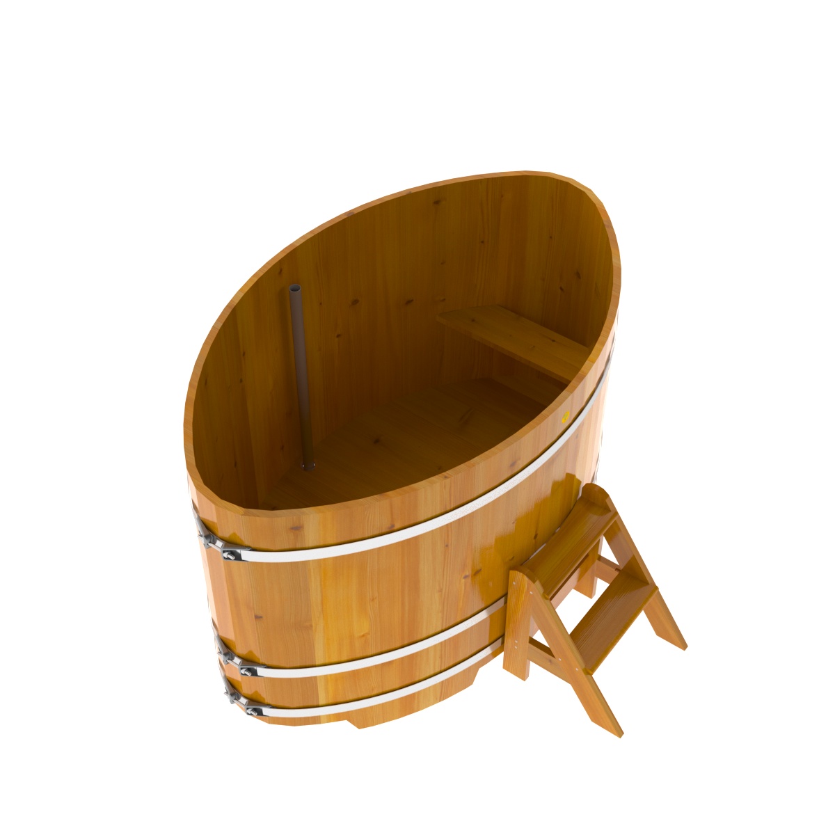 2296 Купель овальная из лиственницы Рустик 1,15х1,83х1,1 натуральная Alyarus  - Вид №2