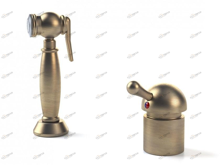 Officine Gullo Металлический кухонный смеситель с двумя отверстиями и ручным душем в современном стиле sun-id-1455953