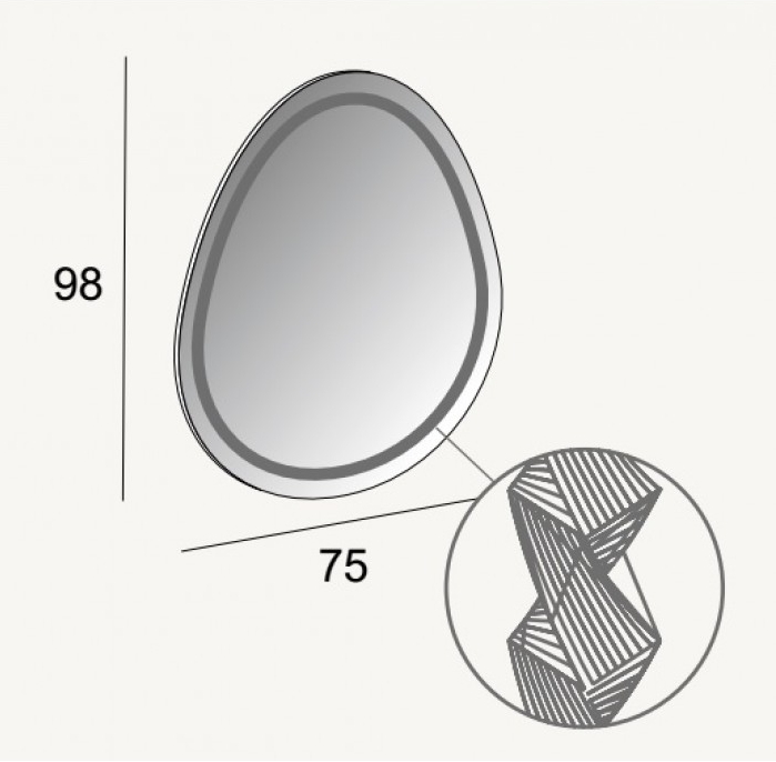 Зеркало со встроенной LED подсветкой 98х75 см CEZARES 44777  - Вид №2