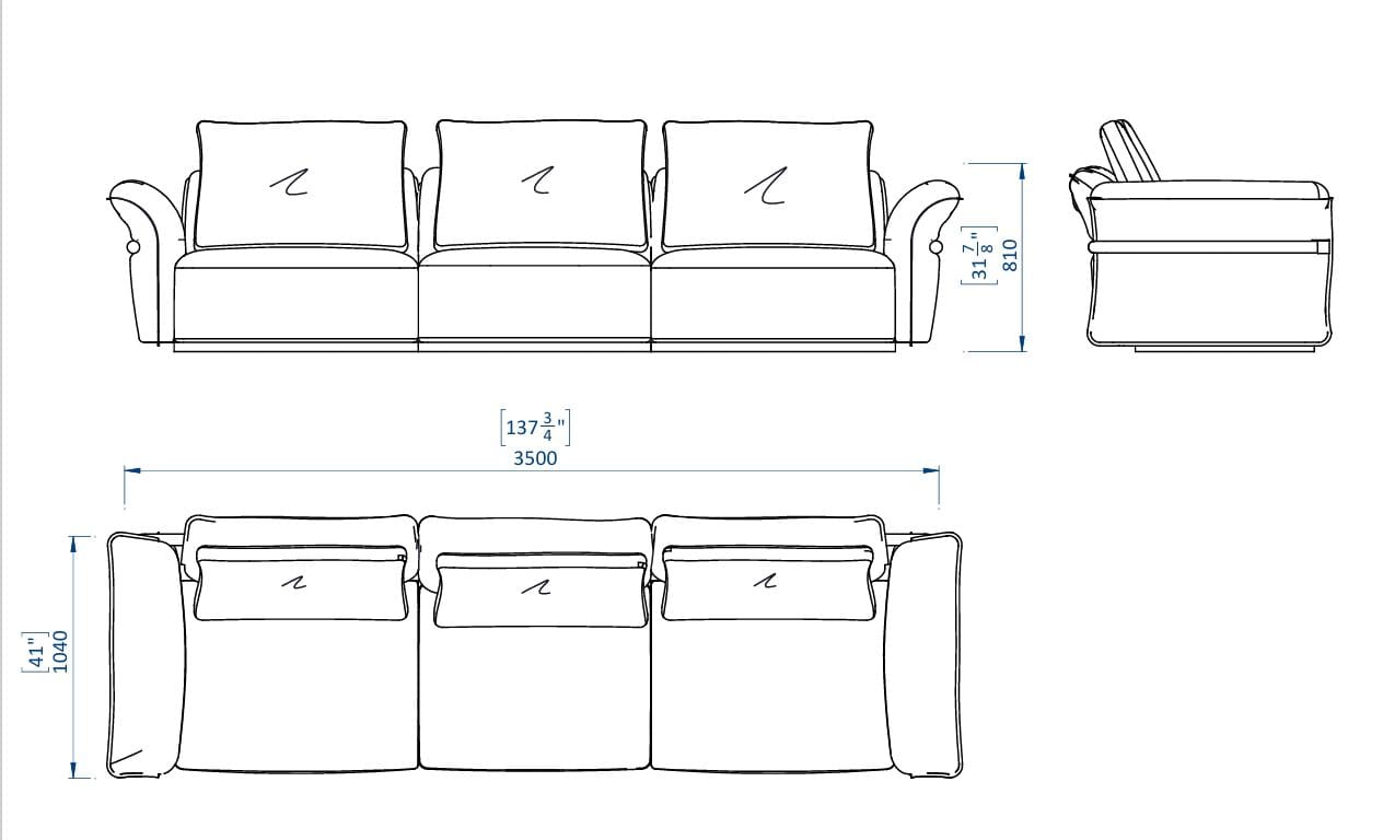3-местный тканевый диван Casa Magna Essence ARCH-00117569 - Вид №3