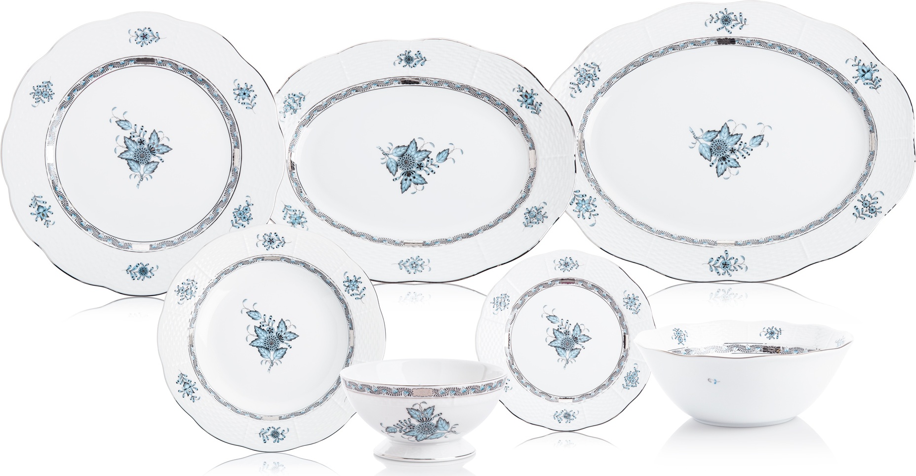 10619777 Herend Сервиз столовый 6/28 "Аппони" (платина) Фарфор 