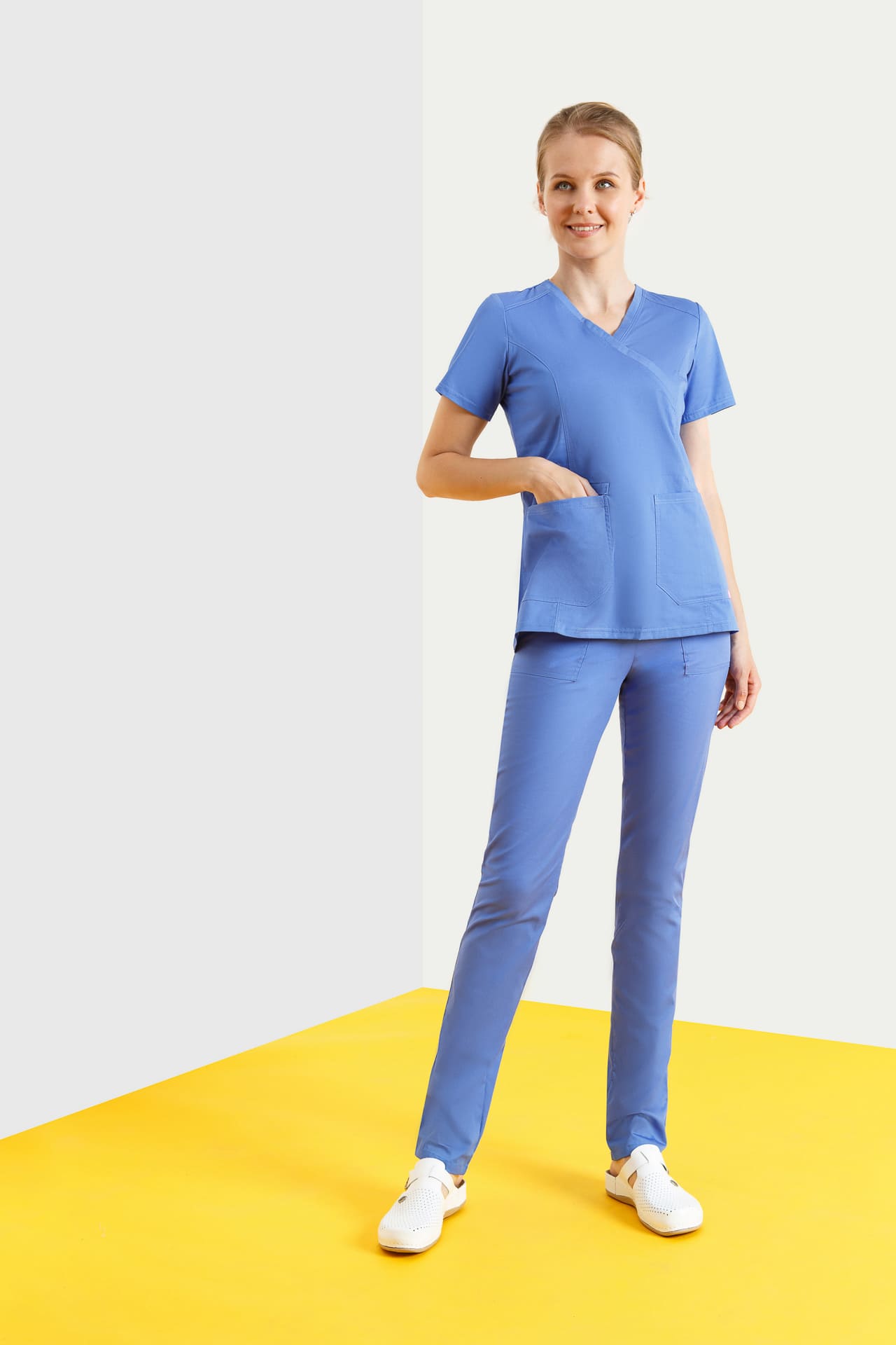 68045 Блузка женская BLUE (голубой) SINDIKA  Медицинская одежда  размер 42 (XS)  - Вид №2