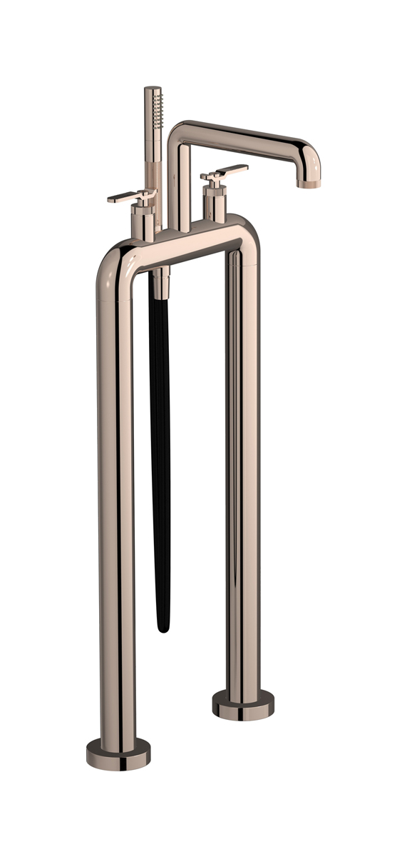 Напольный смеситель для ванны с 2 колоннами и душевым гарнитуром. WE ARE IB b2700rs Rose Gold Bold