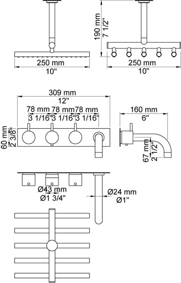 VOLA Термостатический комплект для ванны с душевой лейкой sun-id-1421721 - Вид №4