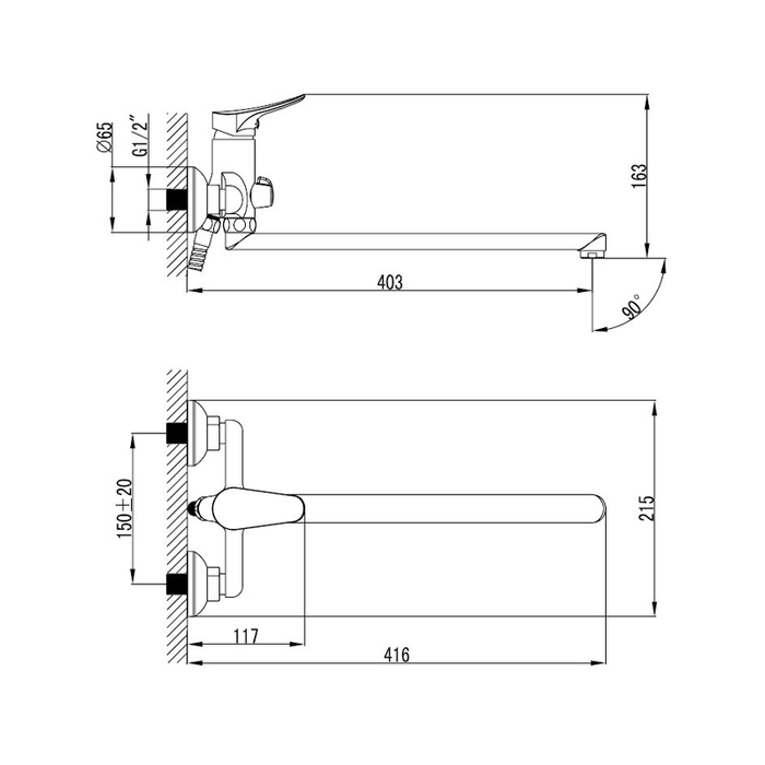 VOLSBLCM10 Milardo Volga Смеситель для ванны с длинным изливом Volga Россия - Вид №10