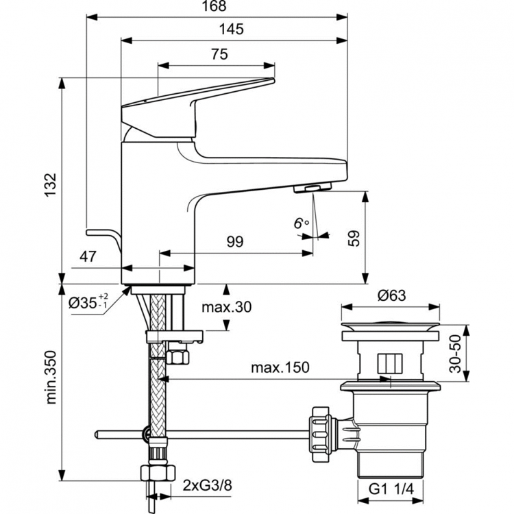 BD202AA Смеситель для раковины Ideal Standard CERAPLAN  - Вид №3