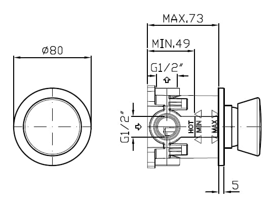 Нержавеющая сталь однорычажный встраиваемый смеситель для душа Zucchetti Sablier ARCH-00103137 - Вид №1